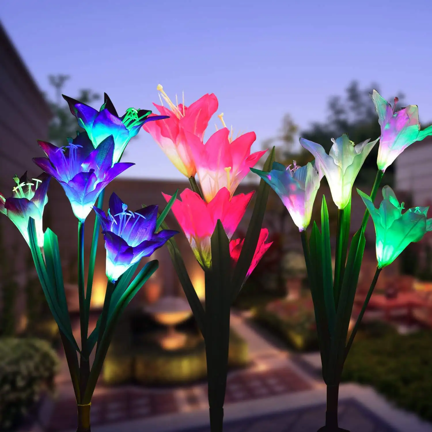 Outdoor Solar Led Lily 7-color Patio Decoration Led Flower Lights Lawn Lights Ground Plug Lights For Landscape Garden