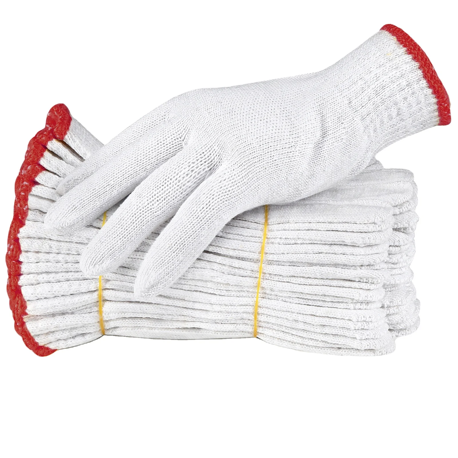 2024 new SDJL China Wholesale 30-60g/Pairs White Cotton Knitted Hand Glove Guante Safety Work Gloves