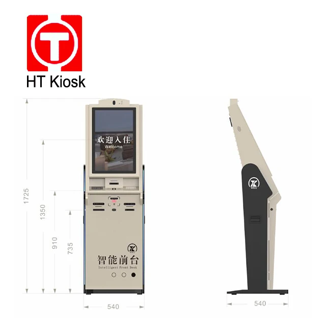 19 inch dual screen Self Service Bill Payment Ticket Vending Kiosk with RFID room Card Dispenser for Hotel kiosk