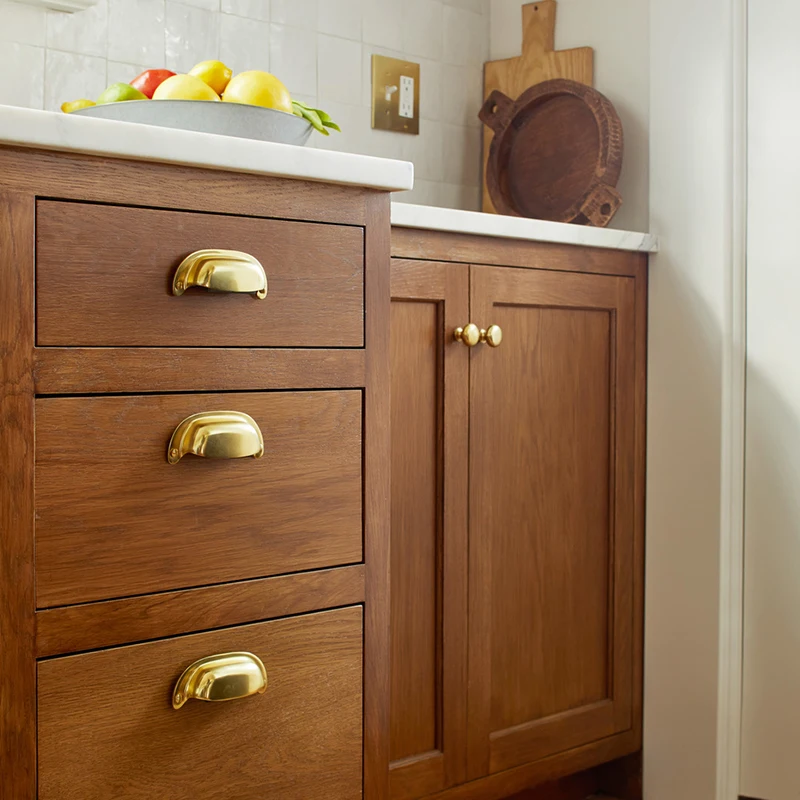 High End Brass Curve Shell Cup Cabinet Drawer Furniture Hardwarespulls Handle