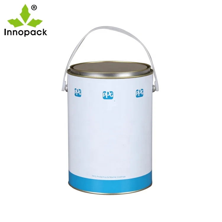 decorative round paint printed empty metal  4 liter tins can 1 gallon with lid and metal handle