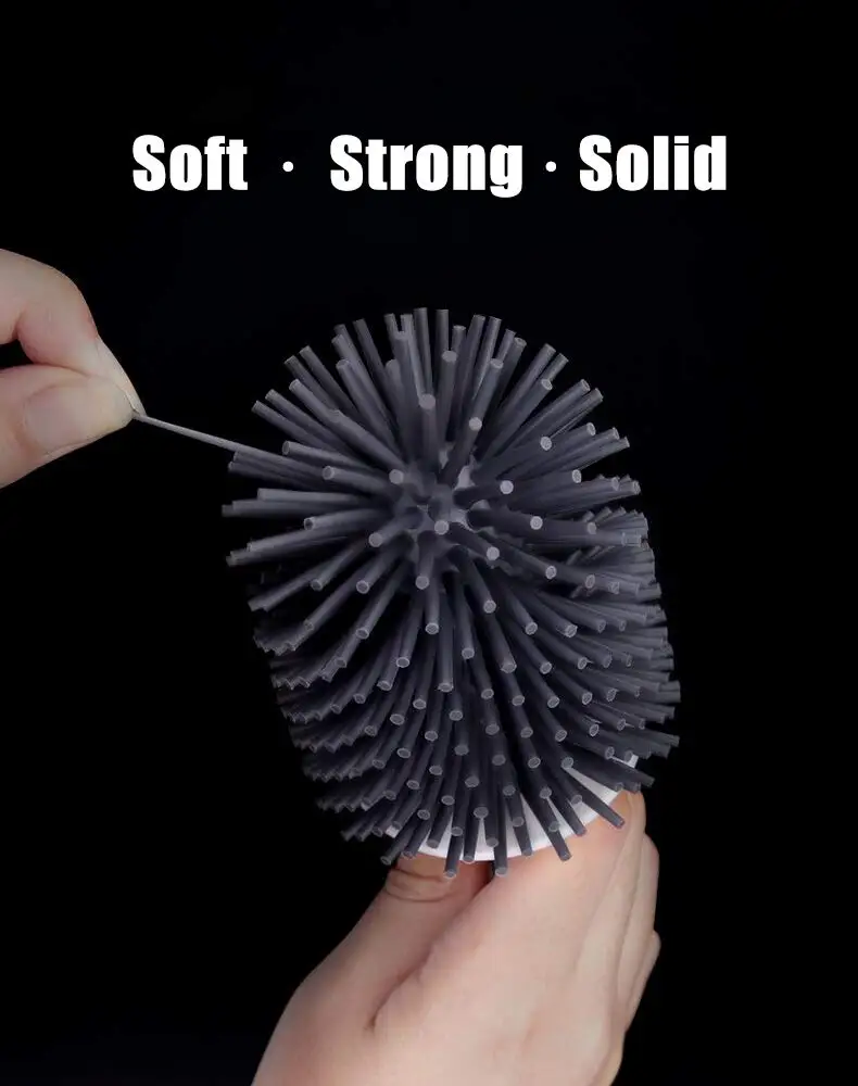 Eco Friendly Silicone Head Standing Toilet Brush Stainless Steel Handle Single Hockey Silicone Sanitary Toilet Brush