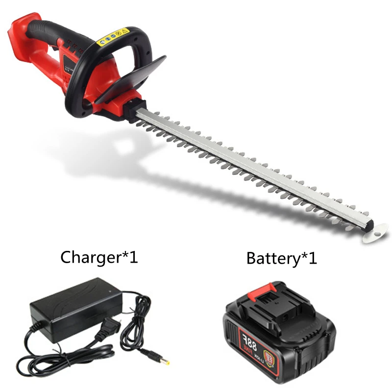Electric Cordless Hedge Trimmer Dual Blade Professional Household Trimmer Rechargeable Mower with Battery and Charger