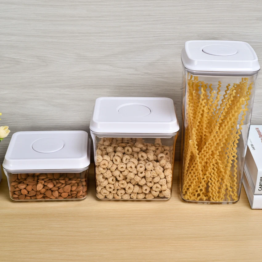 Ankou Kitchen Unique Design Stackable Airtight Dry Goods Food Storage Plastic Container Easy To Lock And Open Pop Canisters Set