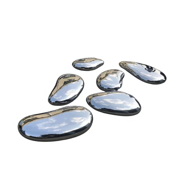 OEM ODM Outdoor Garden Modern Abstract Large Metal Crafts Pebble Stainless Steel Stones Sculpture