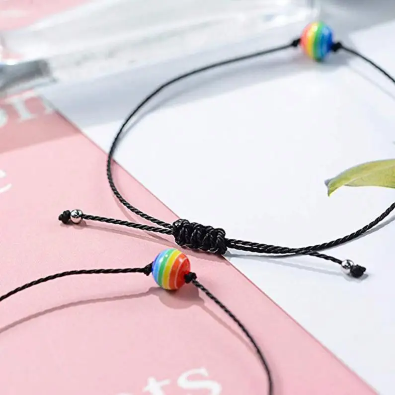 Friendship Bracelet Rainbow Distance for Best Friends Couples