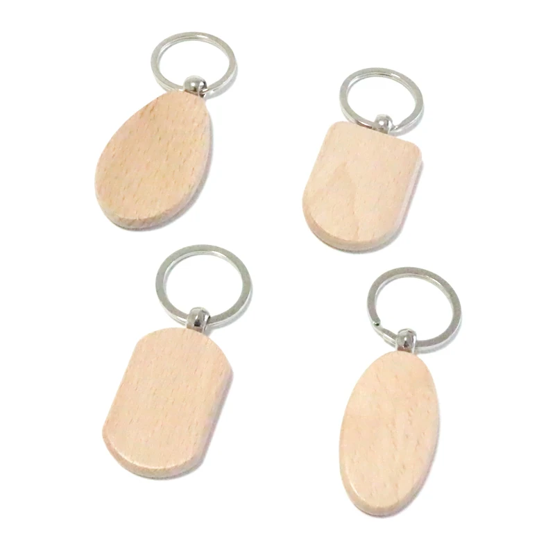 Rectangle square round heart blank wooden keychain