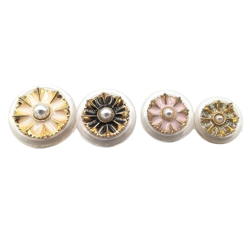 Hot sale snap button pearl metal gold fancy buttons for clothes
