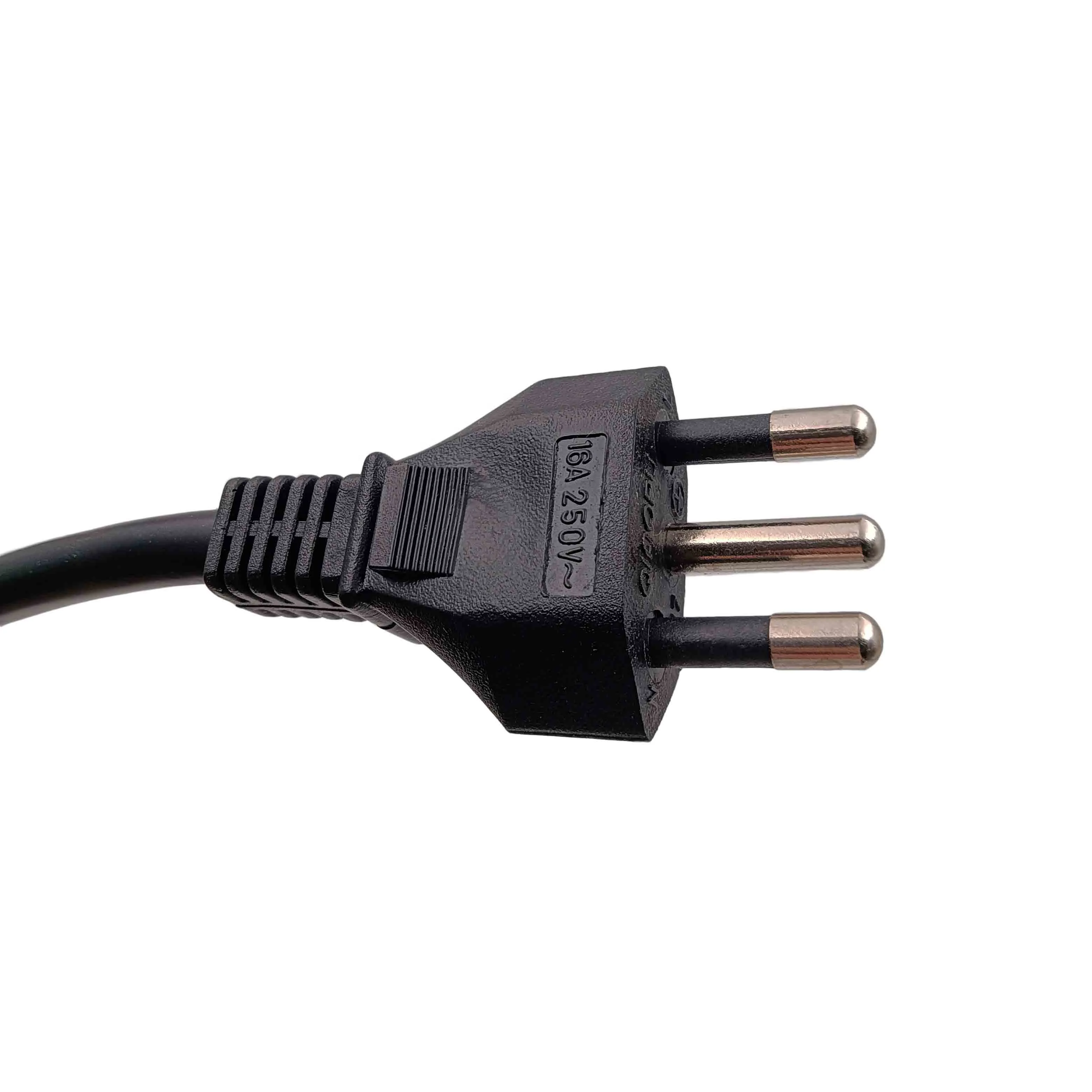Brazil 3 Pin Plug AC Power Cable with Stripped End