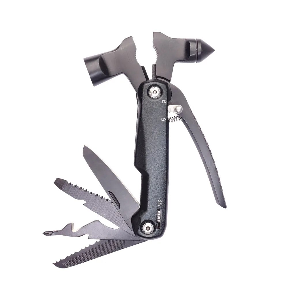 2023 Aluminum Handle Outdoor Multi-Purpose Pliers Wrench Hammer with Safety Lock and Pouch for Car Emergency