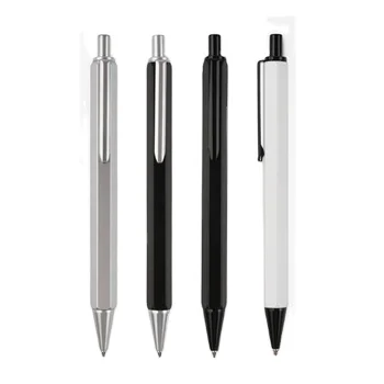 New hexagon pen design matte finish click ballpoint promotional wholesale press pen with printing logo