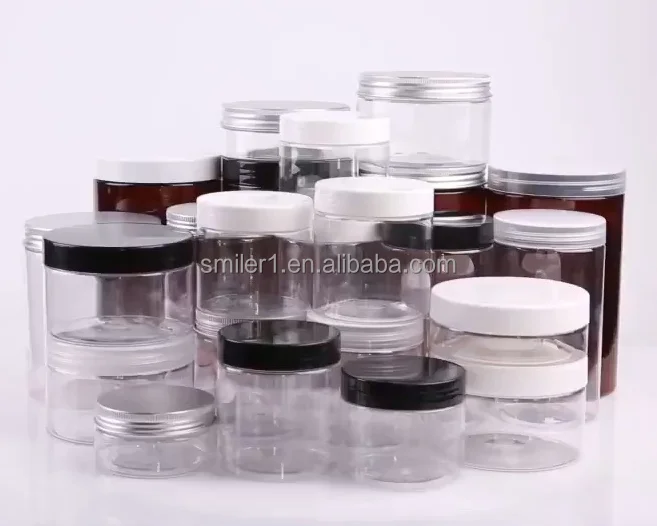 
60ml 80ml clear plastic pet jar container for resin wax honey spice herb packaging with mixed strain labels 
