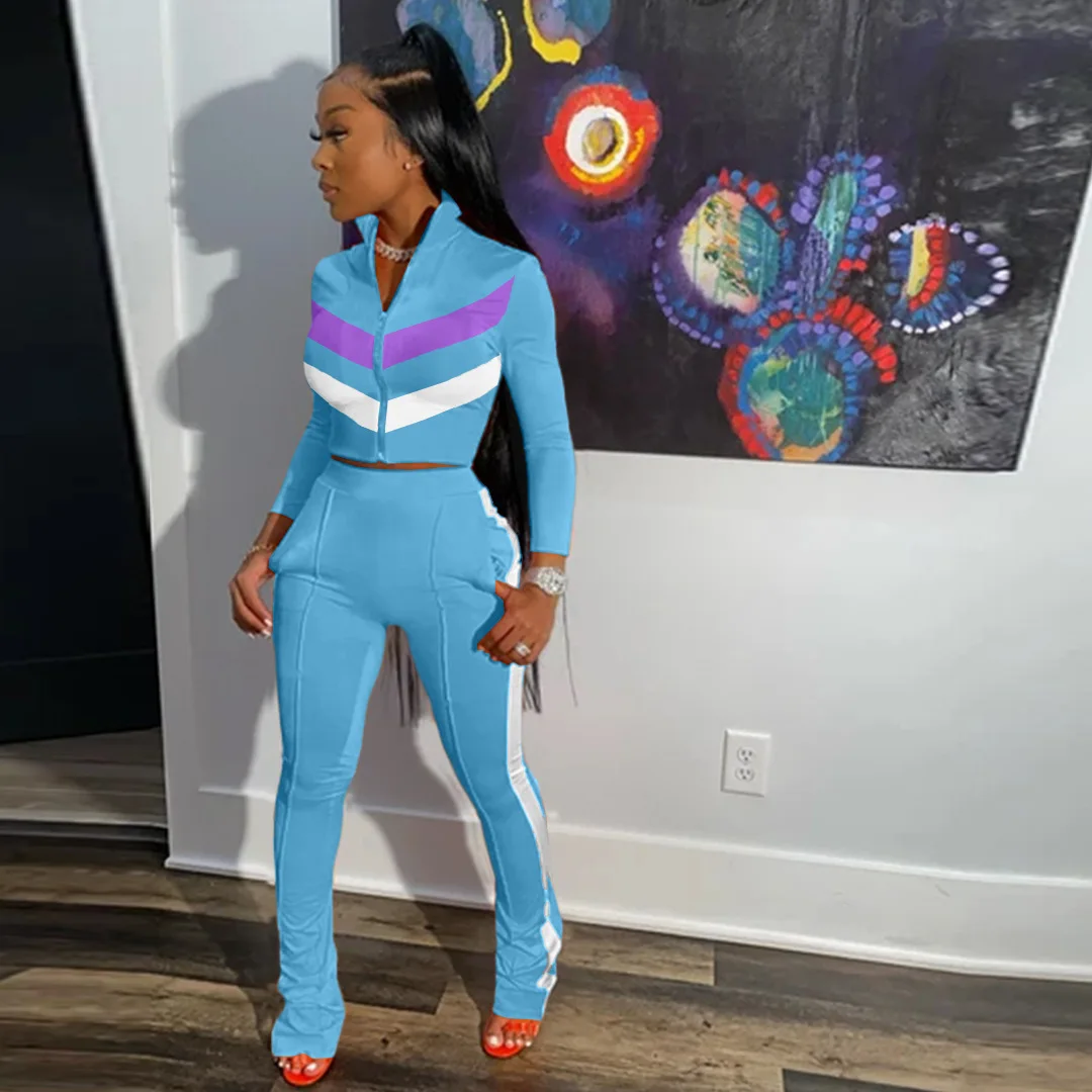 2022 Women Fall Clothing Zip Top Sports Jogger Suits Tracksuits Woman Autumn Sweat Pant Set 2 Piece Set