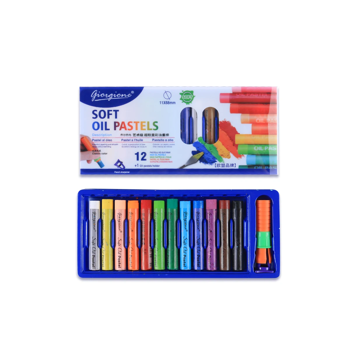 Giorgione 12 24 36 48 Prime Soft Oil Pastel Series Sets with PET box and free Plastic Extender