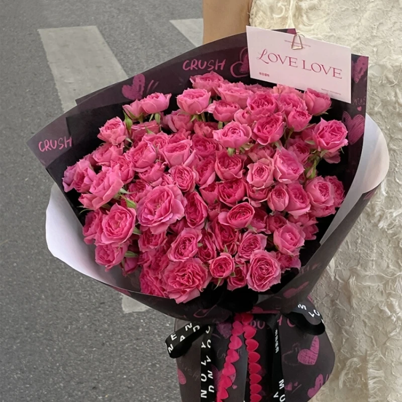 LUCIA  Heartbeat Love Wrap Fower Paper Bouquet Floral Packaging Material Stick Pen English Graffiti Wrapping Paper