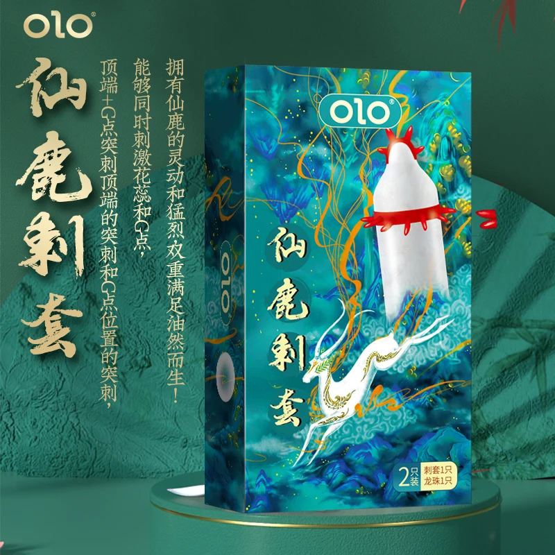 OLO Thorn Condom Adult Sex Products Sensitive Penis Sleeve Female G-spot Vaginal Stimulation Ribbed Dotted spiked condoms