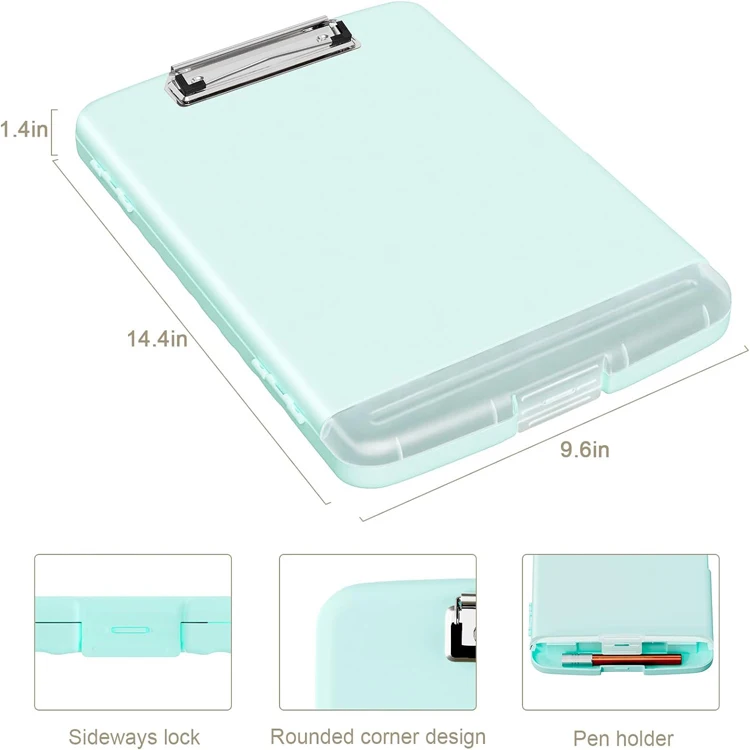 Custom Personally Black A4 mini Folder PP Clipboard Practical Storage With Pen Holder Organizer File Case Professional Clips