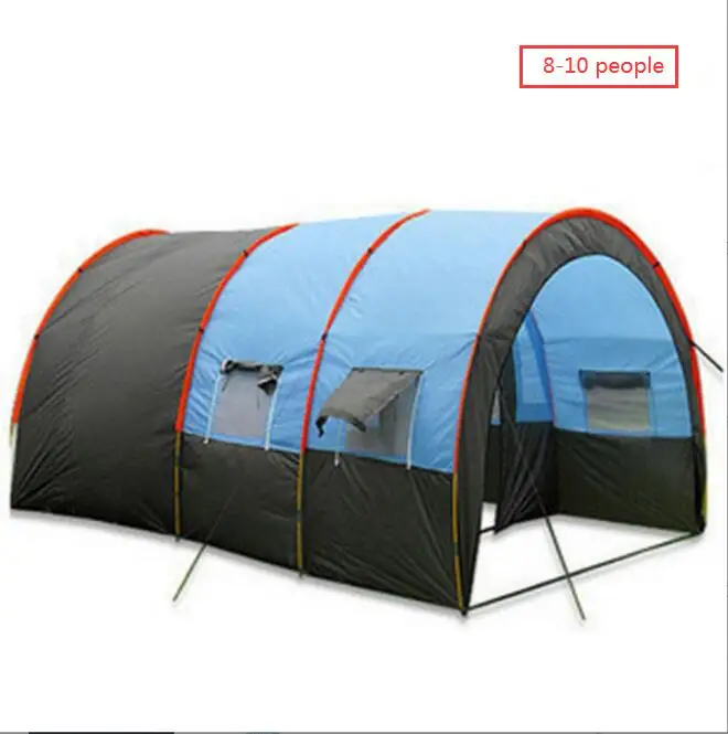 Outdoor camping one room two halls rain proof large 8-10 person tunnel tent water proof tent outdoor camping
