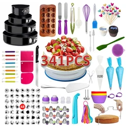 341 Pcs Cake Turntables Decoration Accessories Kit Baking Pastry Decorating Tools Set