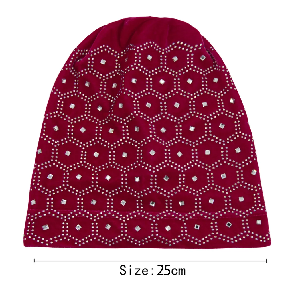 Wholesale 2023 Women Fashion Crystal Muslim Hijab Inner Cap Underscarf Winter Velvet Stretchy Bonnets