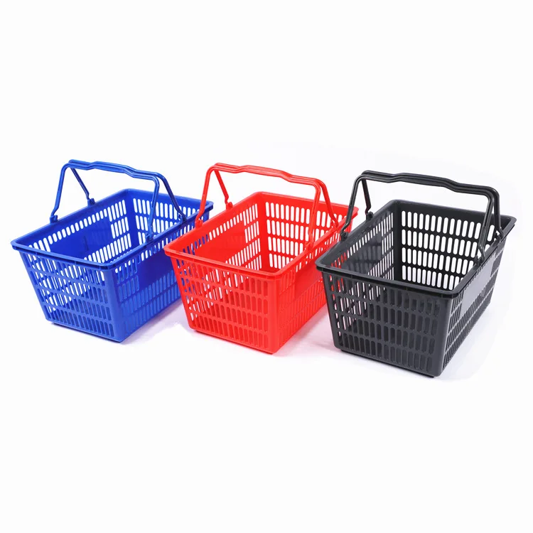 Пластиковая корзина для покупок с ручками розничных