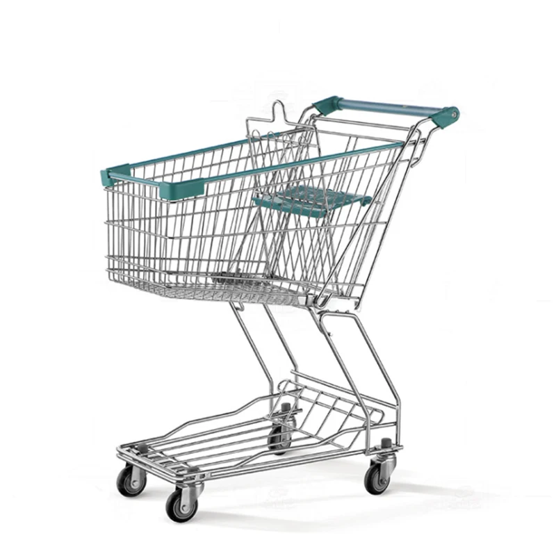 Customized Double Layers Supermarket Retail Stores Shopping Baskets Cart Trolley