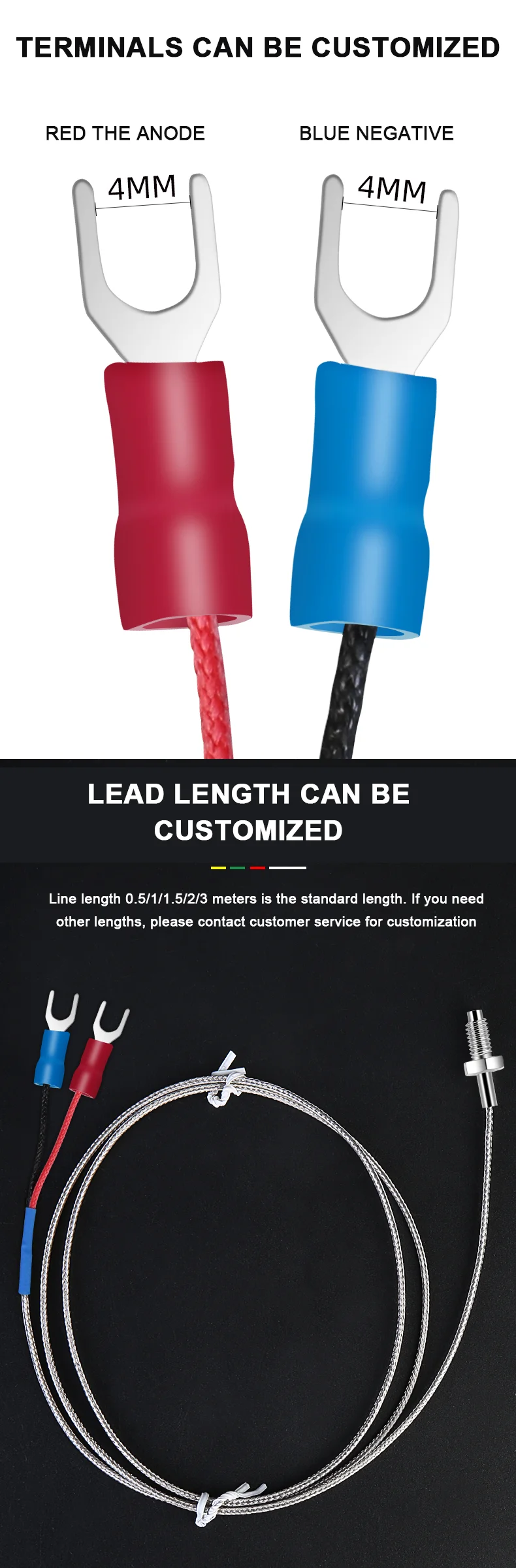 Slight heat High Temperature Stainless Steel Probe K Type Thermowell Thermocouple Temperature Sensor