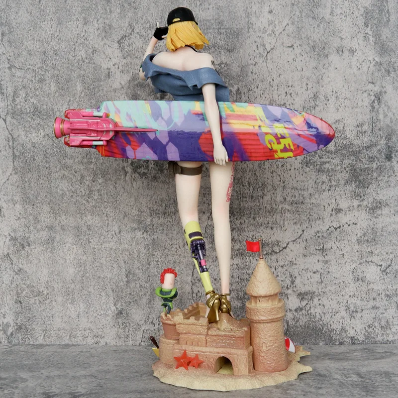 Dragon Balls Cyberpunk youth bubble artificial man mechanical 18 hand beach surfboard model sculpture  anime action figure