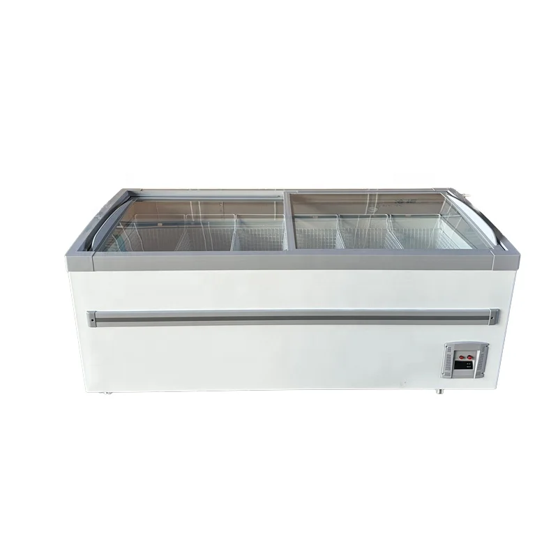 588L  Glass Door Deep Seafood Display Frozen Showcase Island Freezer For supermarket SD-588Y