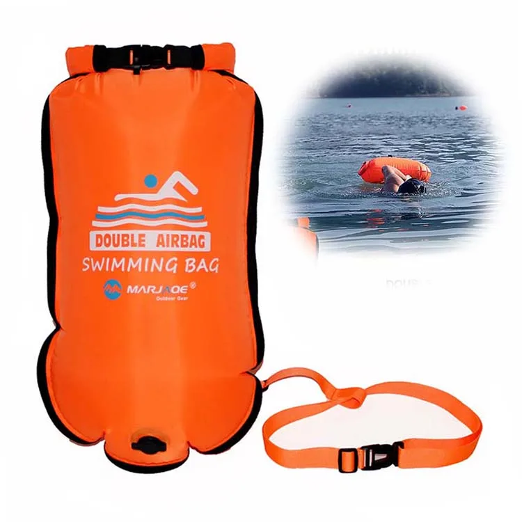 Dual Airbag Swimming Buoyancy Storage Bag Waterproof Dry Diving  Life Tow Floating Safety Inflatable Buoy Bag