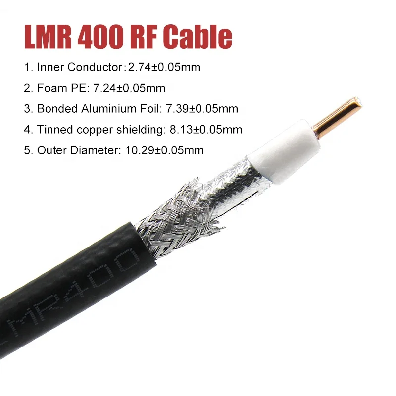 High quality Low Insertion Loss 50 Ohm LMR400 Coaxial Cable N Female Male SMA to RPSMA SMA Male RF Cable  for RF LoRa Hotspot