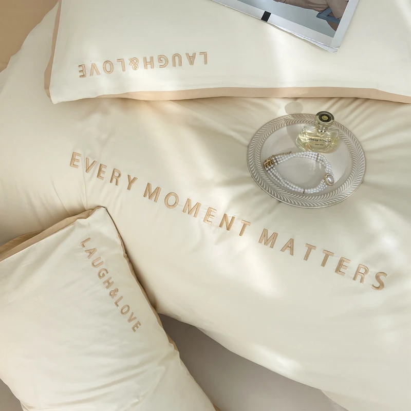 New 40S combed long-staple cotton embroidered bed sheets, quilt covers and pillowcases