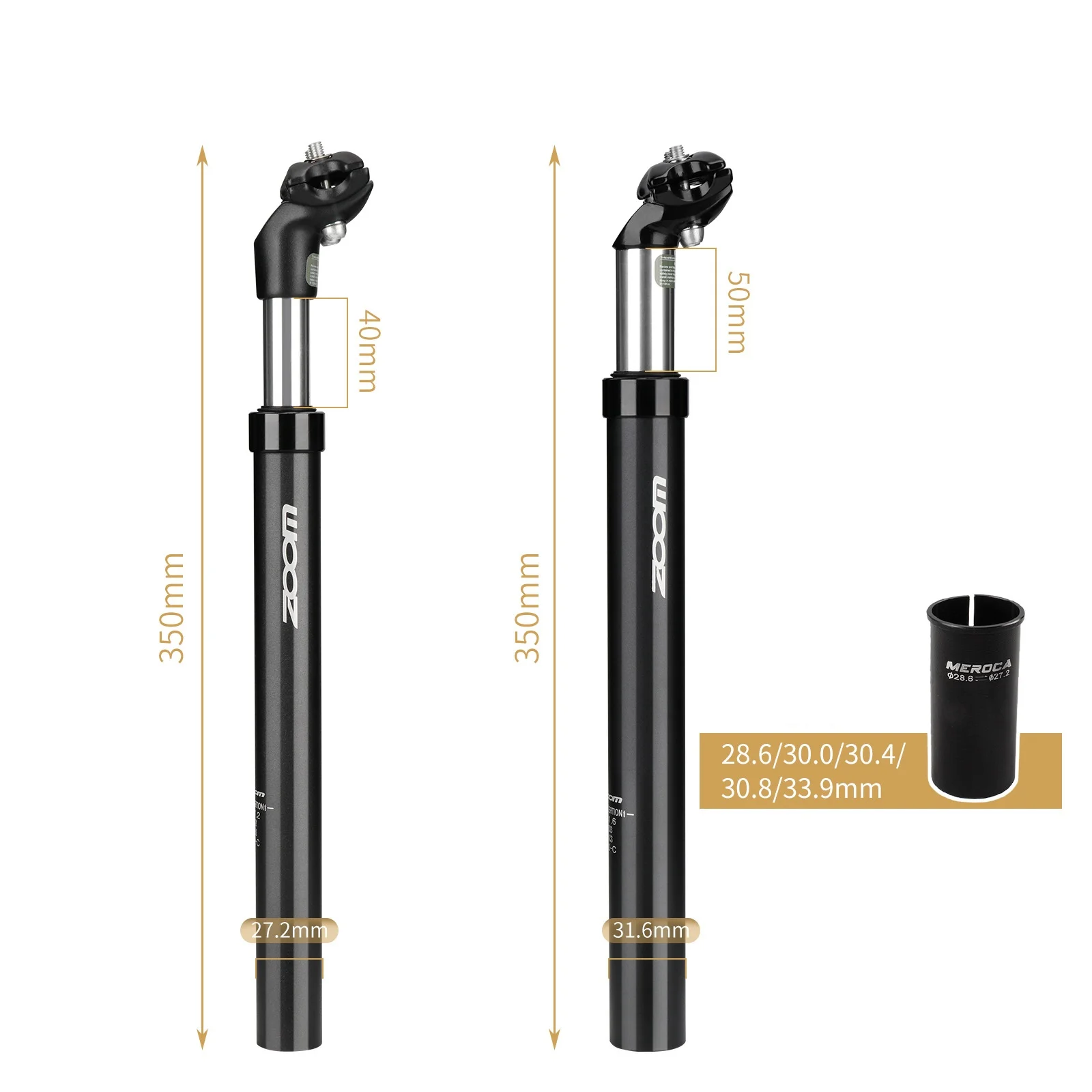 ZOOM Suspension Seatpost Mountain Bike Hydraulic Shock Seatpost 31.6 27.2mm, etc