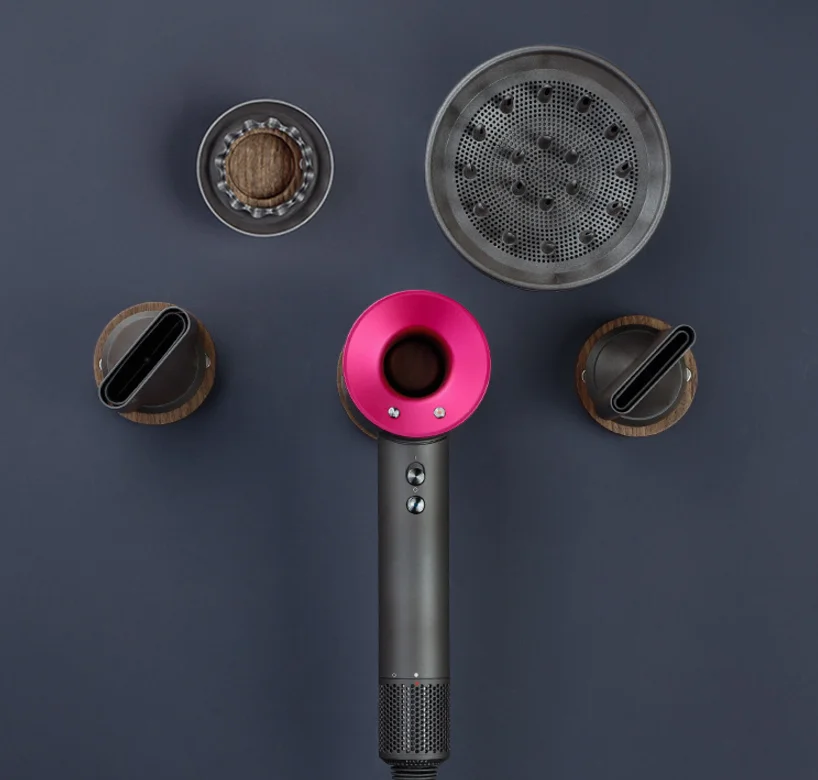 wood  hair dryer stand holder rack in bathroom for dyson