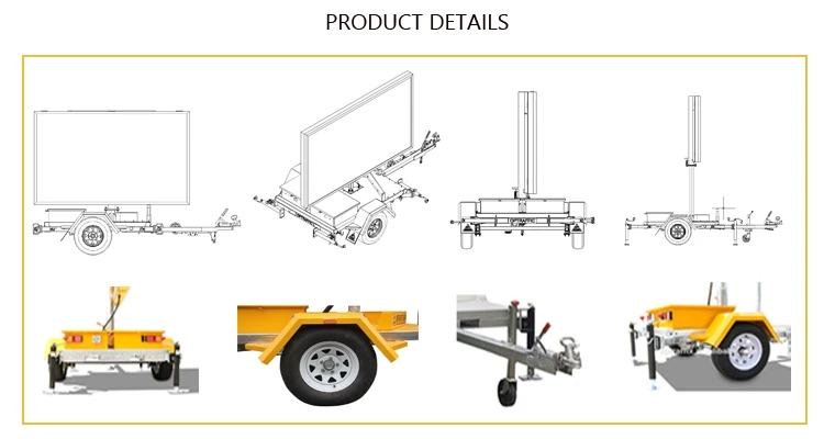 Portable Solar Power LED Roadway Message Display with Hydraulic Mast Variable Message Signs