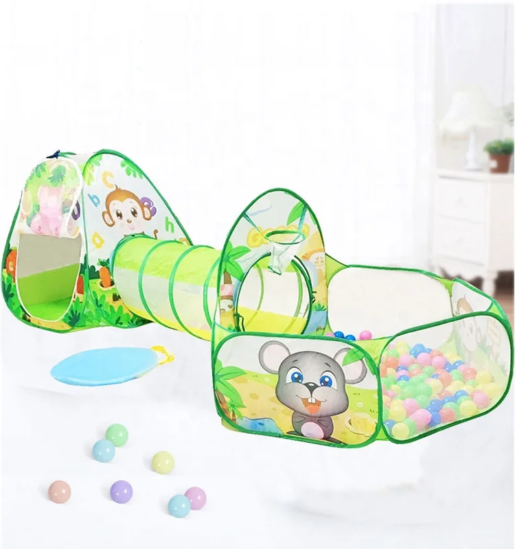 3 In 1 Play Tent Baby Toys  Kids Ocean Balls Pool Foldable Kids Play Tent Playpen Tunnel Play House