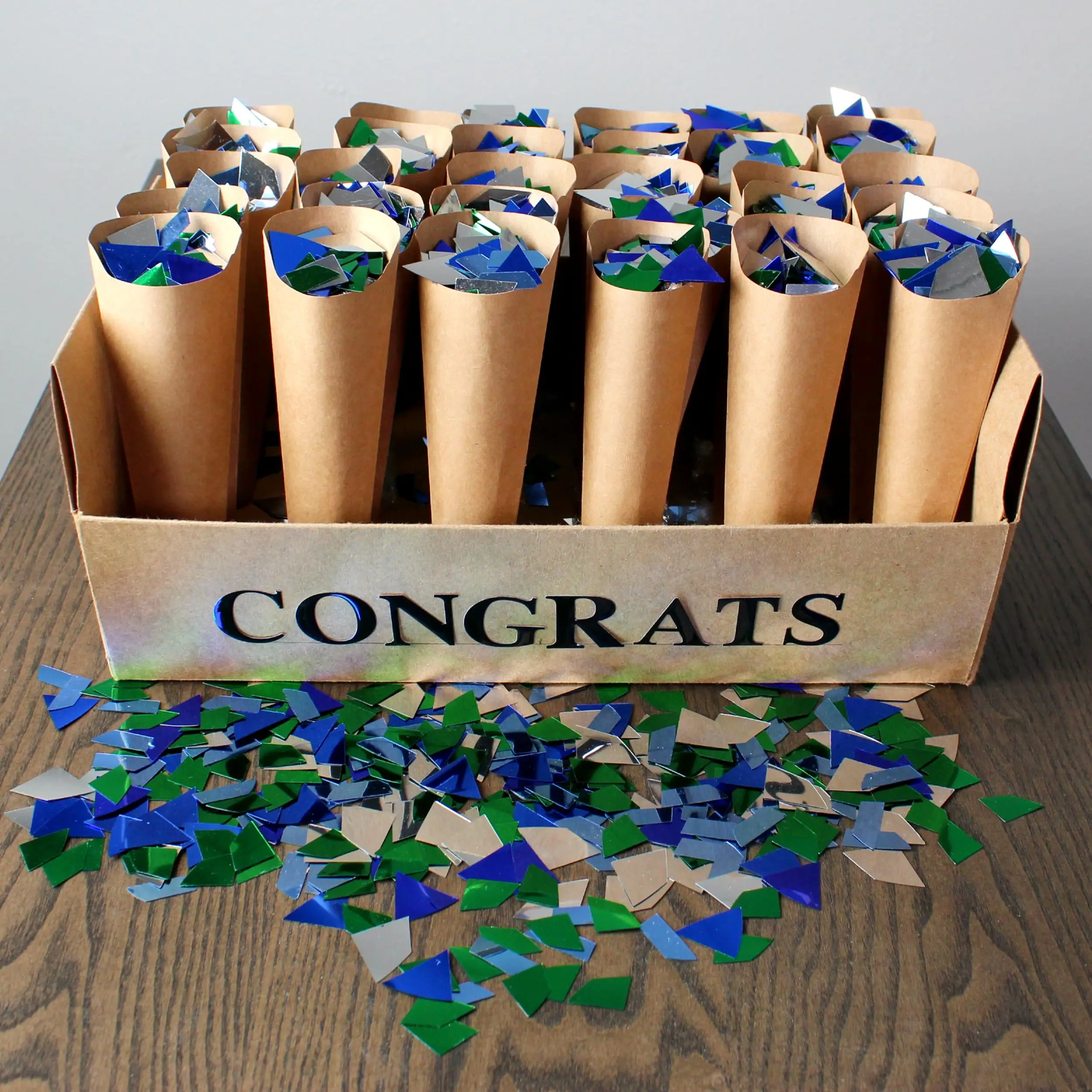 Wholesale Custom Logo Brown Wedding Party Gift Flower Confetti Cone Stand Tray Paper Box with Portable Handle