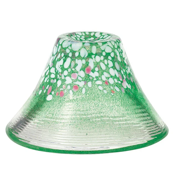 TOYO SASAKI GLASS Mt. Fuji glass green mountains and cherry blossoms. 37030