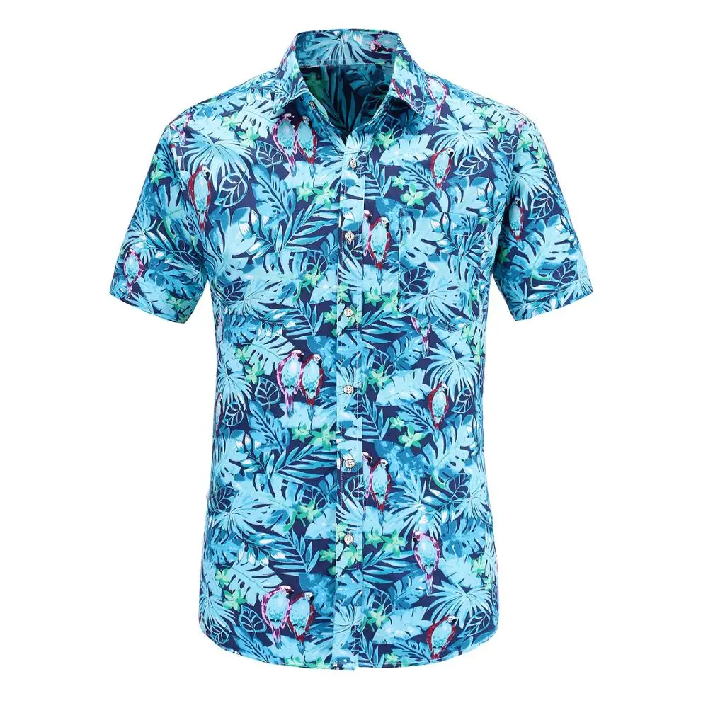 Заказные Оптовые хлопковые мужские Гавайские рубашки с цифровой печатью