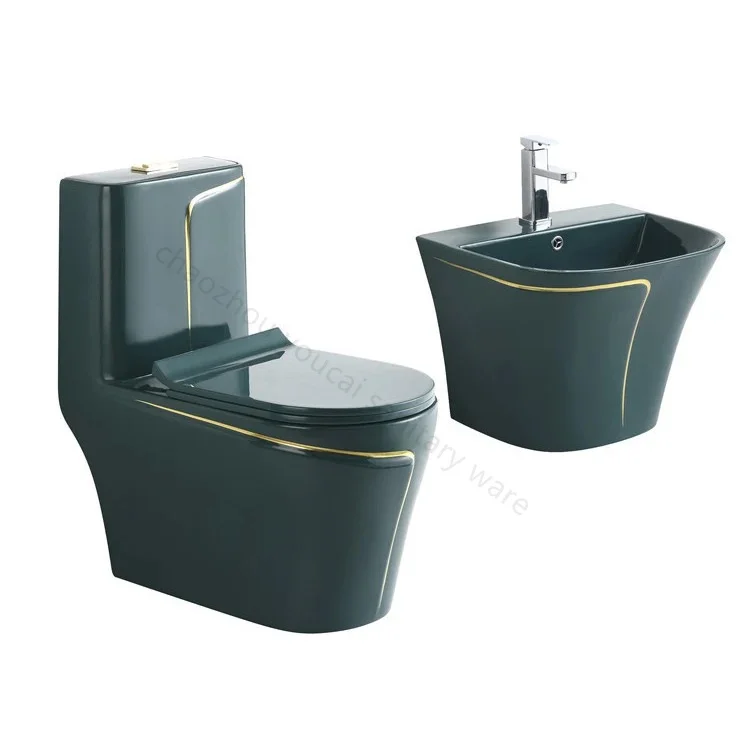 modern one piece ceramic wc toilet bidet toilet Wholesale multicolor blue colored toilets for bathroom