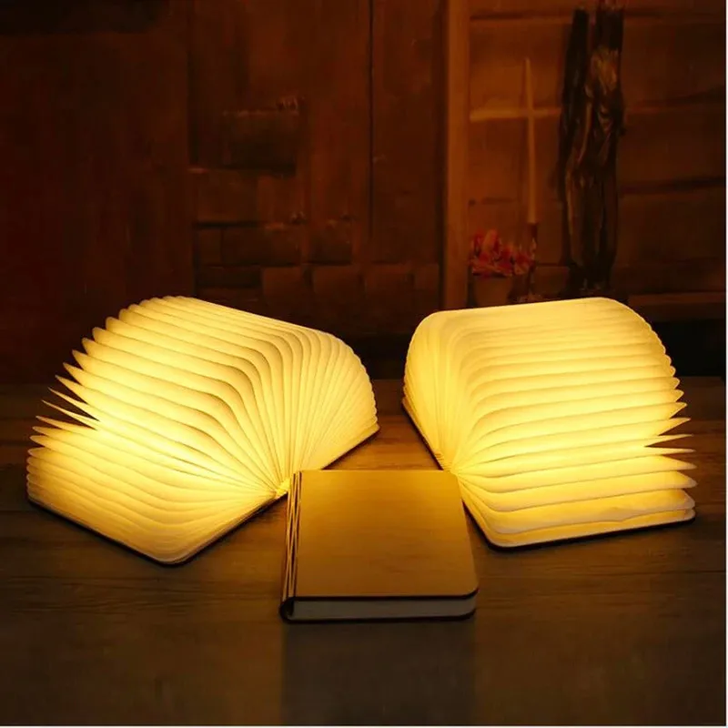 3D креативная светодиодная книжка ночник деревянный 5 В USB перезаряжаемая Магнитная Складная Настольная лампа для украшения дома