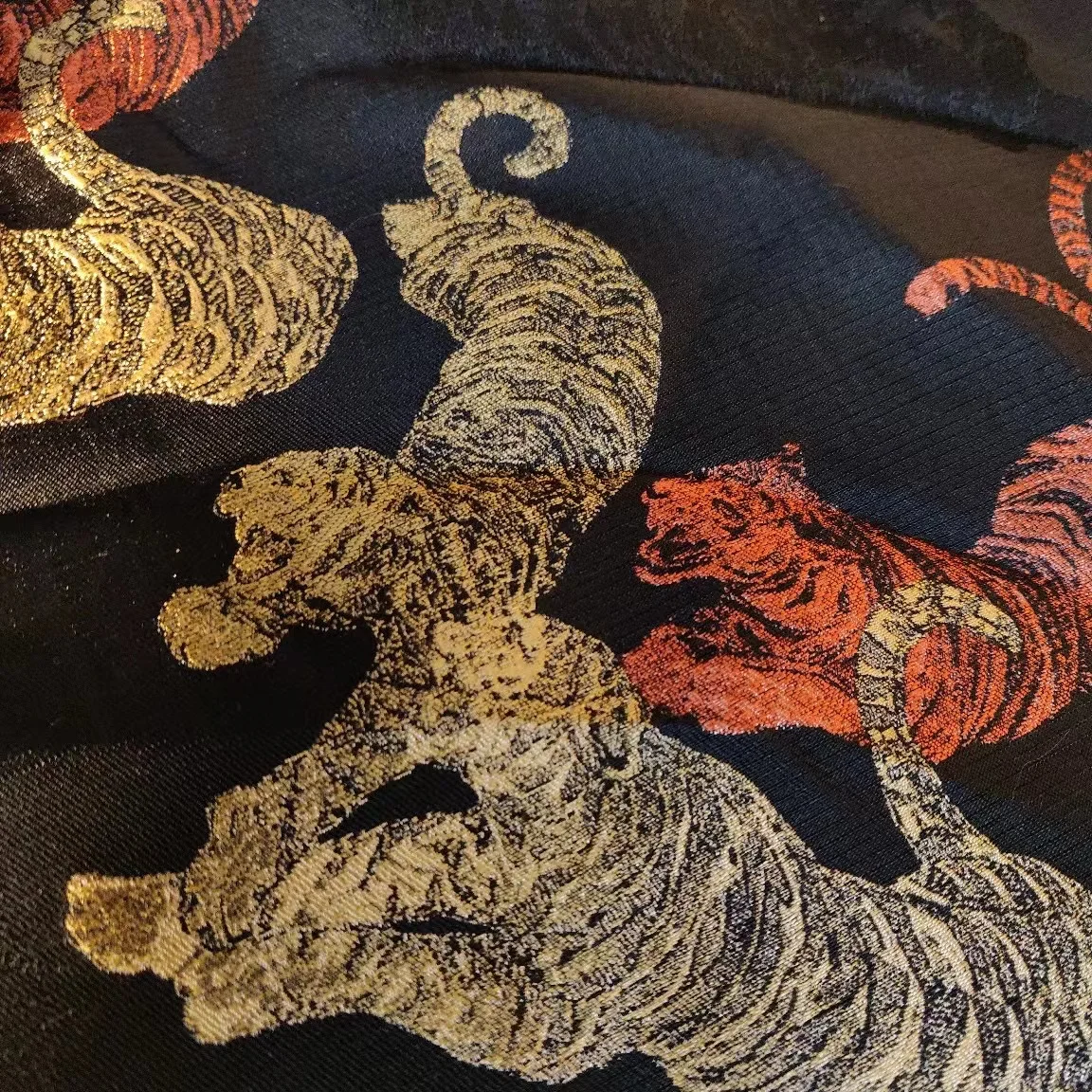 100% polyester tiger  pattern woven fabric multi colors for choice for women jacquard brocade fabric for women dress