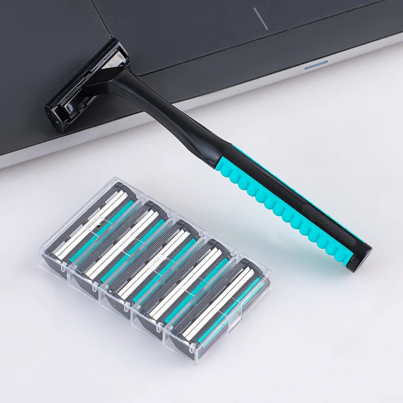 BIG ROC Stainless Steel Disposable 2 blade razor 5 extra razor head can changeable blister card package