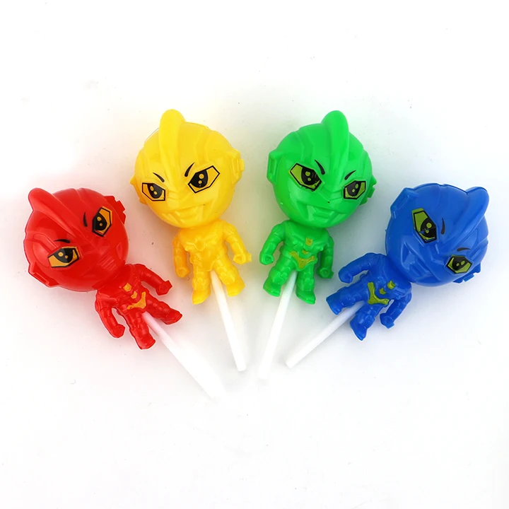 Cartoon Superhero Man toy candy with fruit hard lollipop