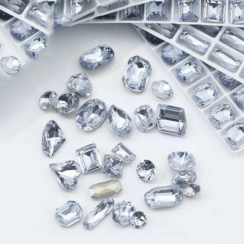 Wholesale High Quality Light Purple Multi Shaped Glass Rhinestone Point Back Crystal Stone DIY Jewelry Accessories