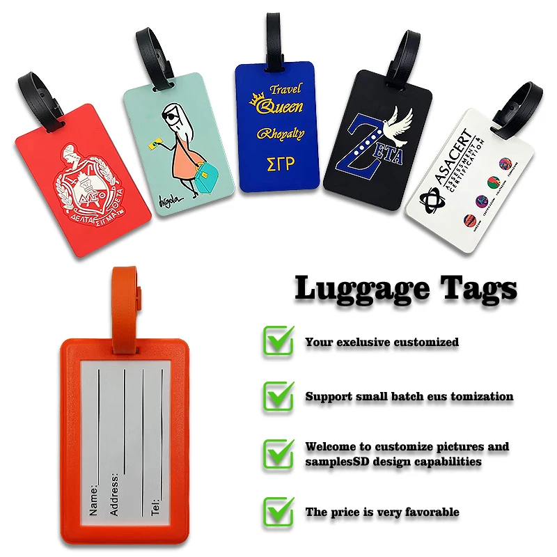 Custom Logo 3D Soft Silicone Luggage Tag/ Rubber Bag Tag/ Pvc Blank Luggage Tag