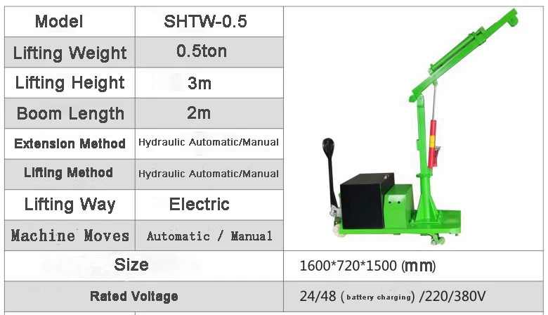 500kg 3m Electric Warehouse Spider Mini Crane Electric Mini Crane