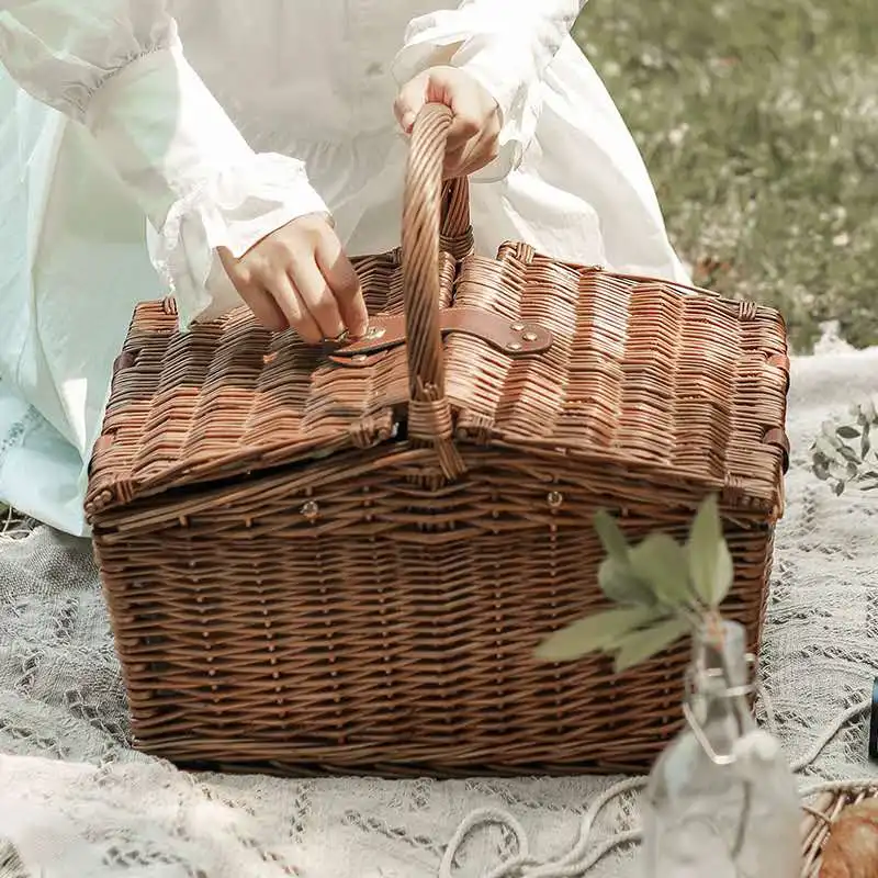 
Hot seller wicker basket hand basket picnic basket for four 