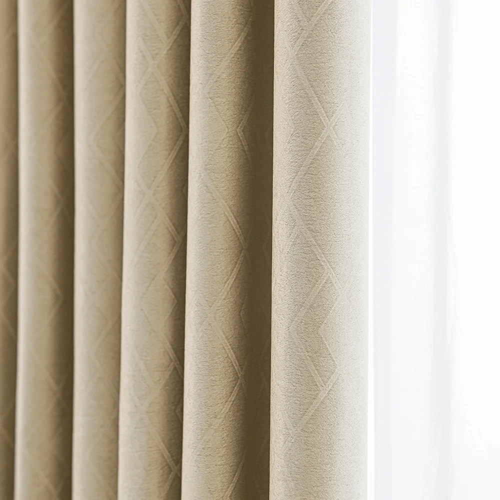 Hotel project grommet top bedroom living room solid color window curtains blackout