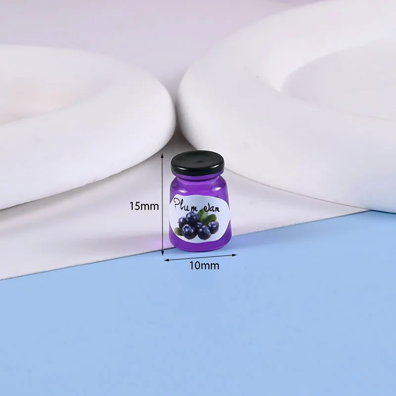 100pcs/bag 3D Resin Fruit Jam Plum Strawberry peach Jars Cup Cabochon Dollhouse Miniature Simulation Food DIY Toy Doll House